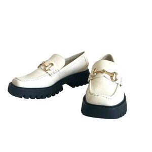 Open Edit Nordstrom Heather Platform Bit Loafer (Women) Ivory leather size 7 New